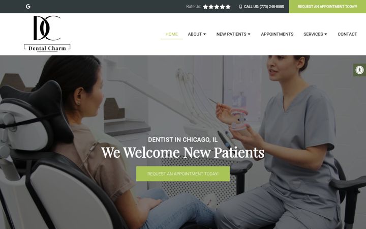 Screenshot of dentalcharmgroup.com