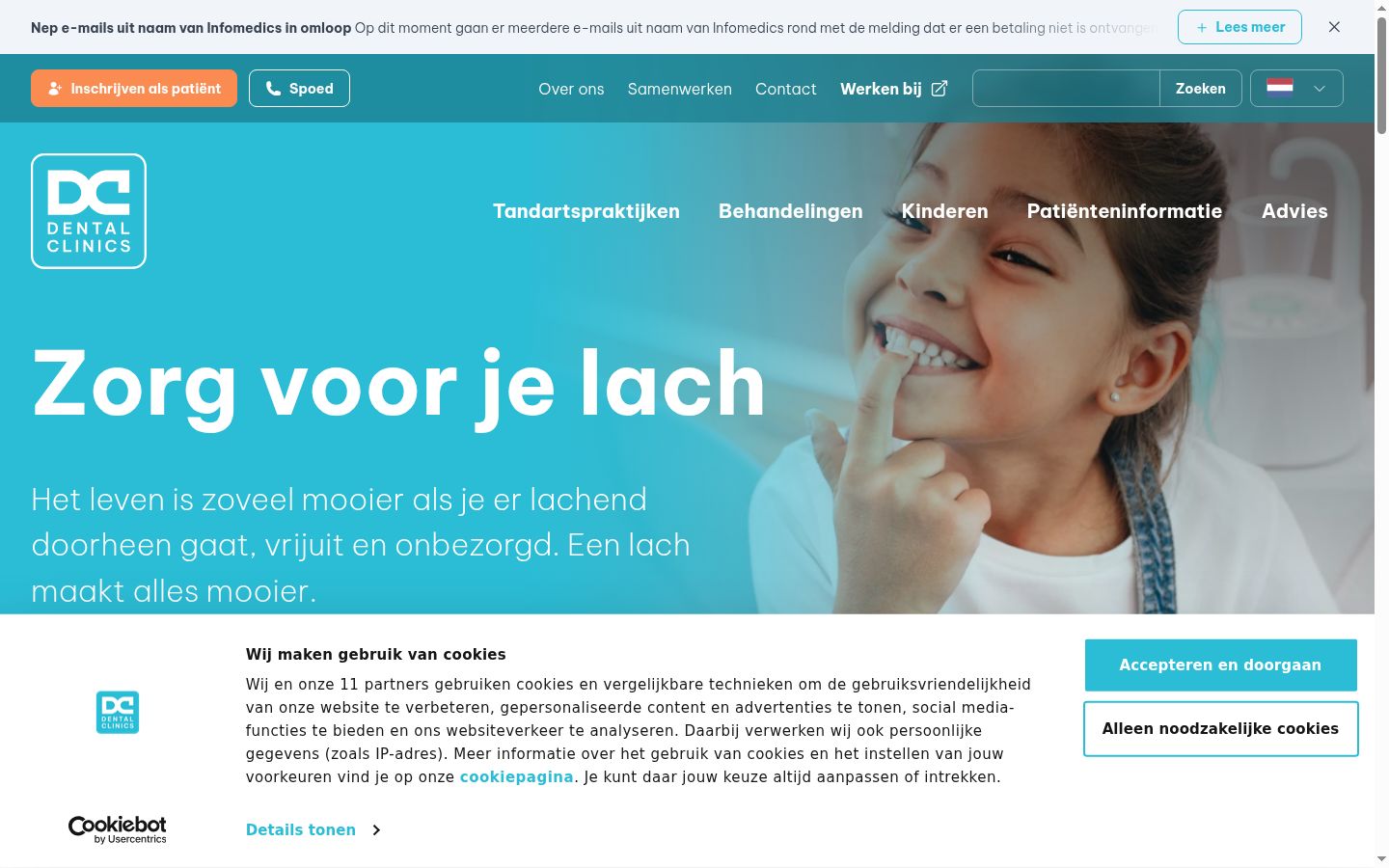Screenshot del banner di consenso mostrato prima di qualsiasi interazione