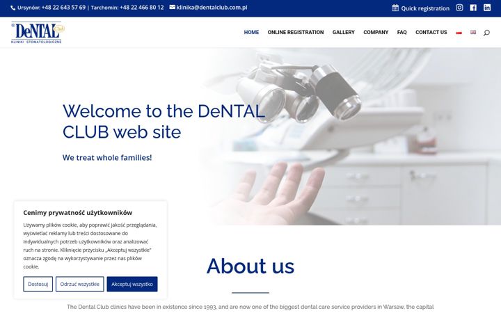 Ekraanipilt saidist dentalclub.pl