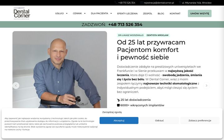 Ekraanipilt saidist dentalcorner.pl