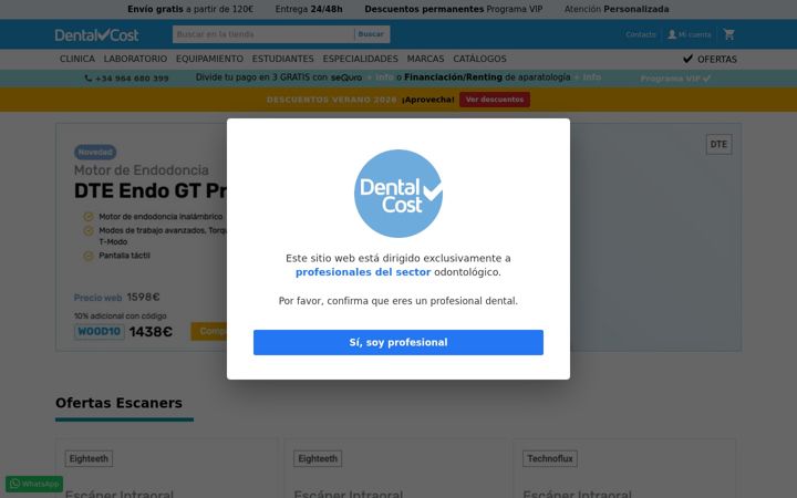 Zrzut ekranu dentalcost.es