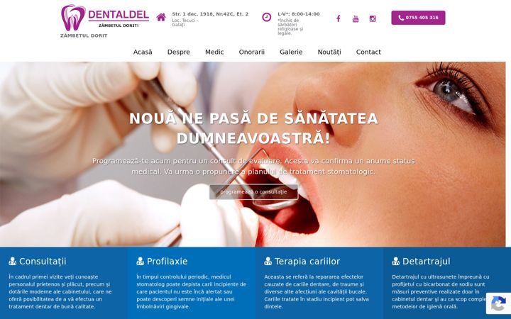 Screenshot stránky dentaldel.ro