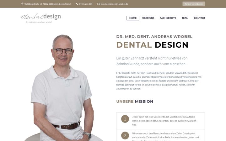 Screenshot of dentaldesign-wrobel.de