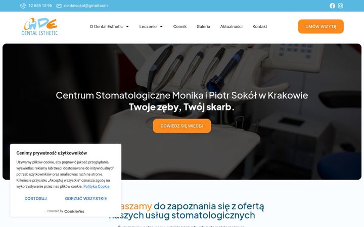 Ekraanipilt saidist dentalesthetic.pl
