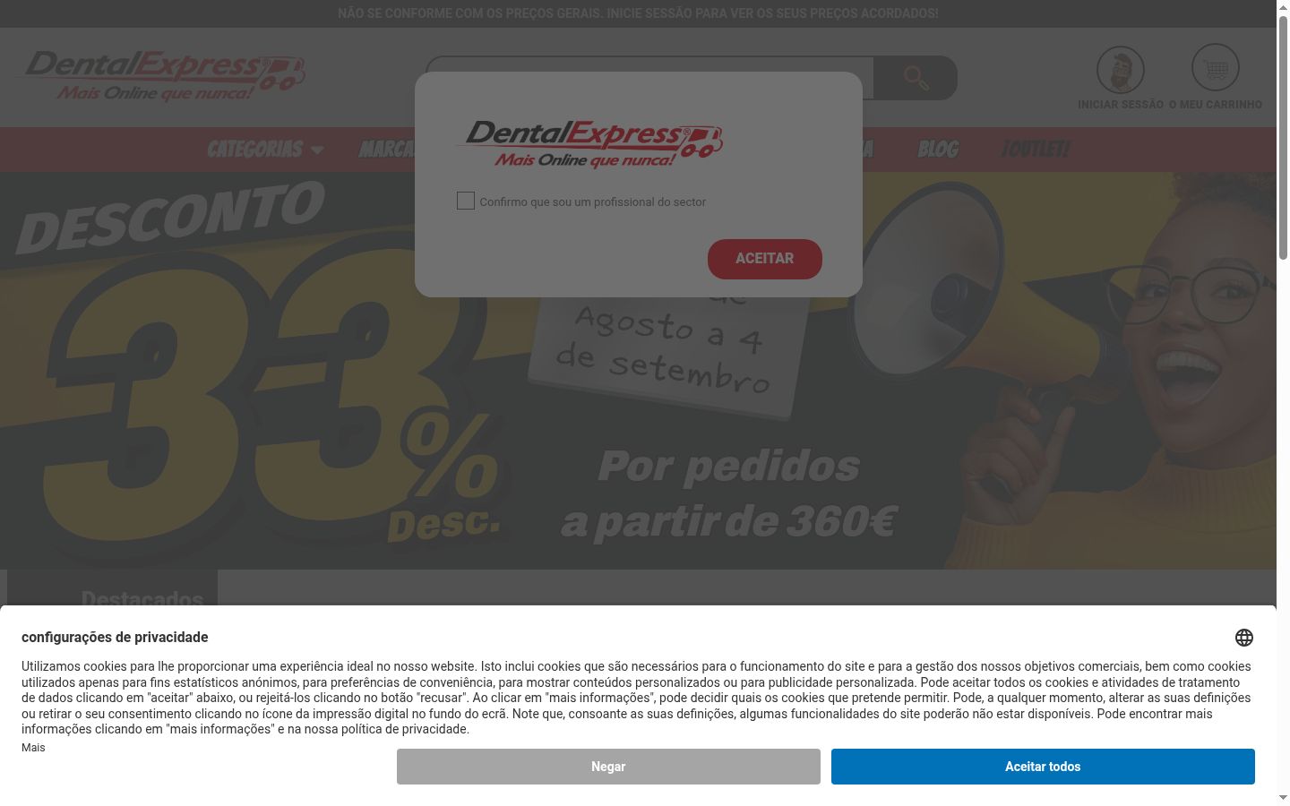 Sutikimo reklamjuostės, rodytos prieš bet kokią sąveiką, ekrano kopija