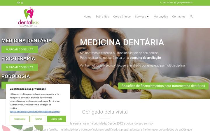 Captură de ecran a dentalfisis.pt