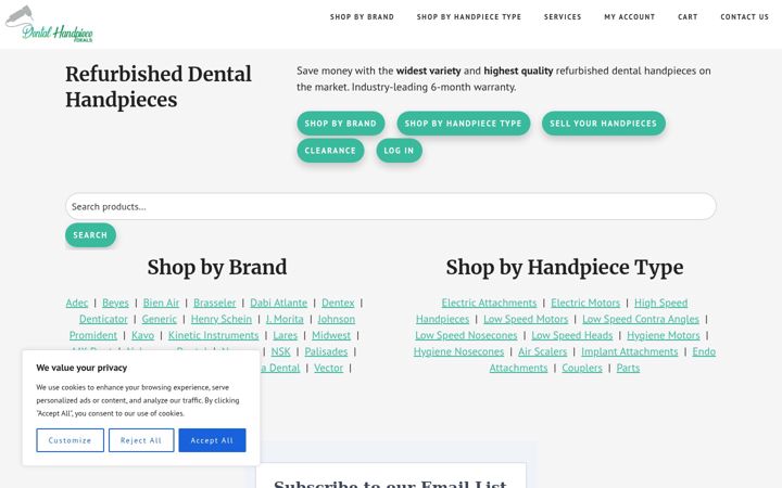 Screenshot of dentalhandpiecedeals.com
