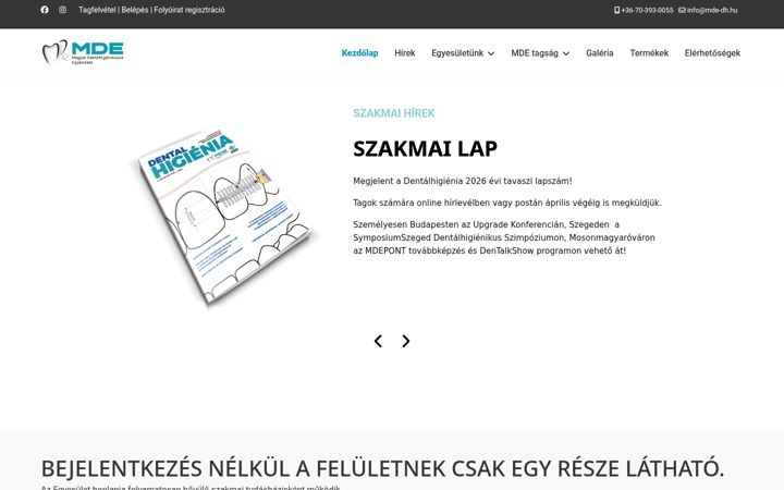 Screenshot von dentalhigienikusegyesulet.hu