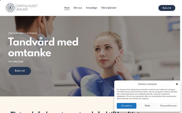 Skærmbillede af dentalhuset.se