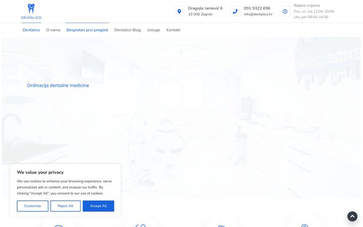 Snímek obrazovky dentalico.hr