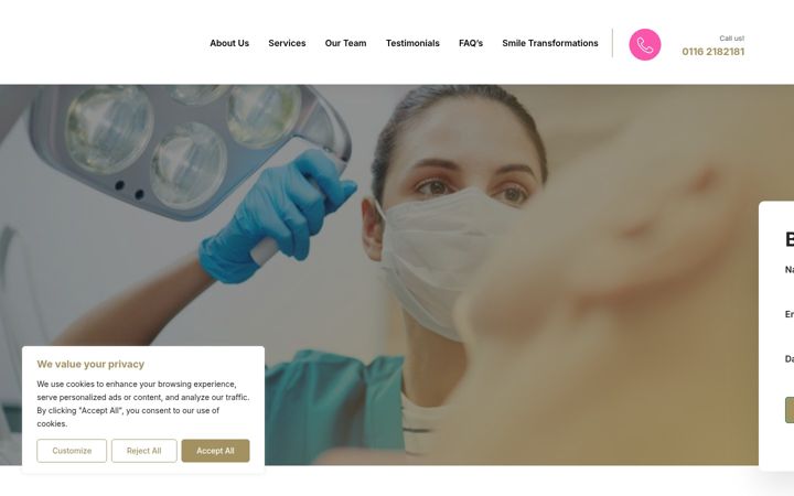 Skjámynd af dentalimplantleicester.co.uk