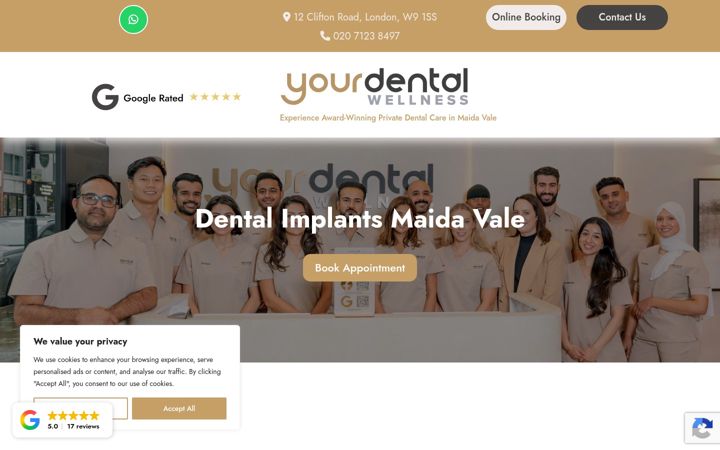 Skjámynd af dentalimplantmaidavale.co.uk
