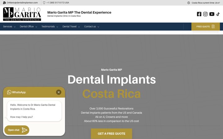 Screenshot of dentalimplantscr.com