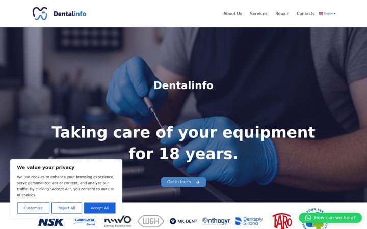 Captură de ecran a dentalinfo.pt
