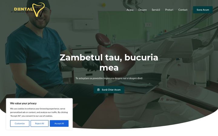 Screenshot stránky dentalioclinic.ro