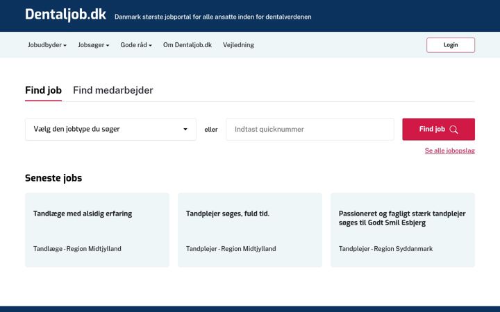 Screenshot of dentaljob.dk