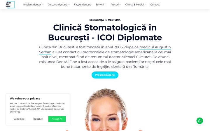 Screenshot stránky dentallfine.ro