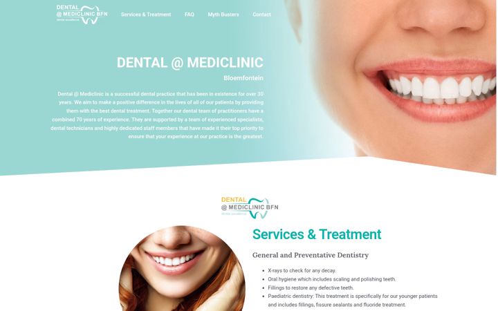 Ekrānuzņēmums no dentalmediclinic.co.za