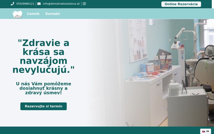 Screenshot of dentalnakostialova.sk