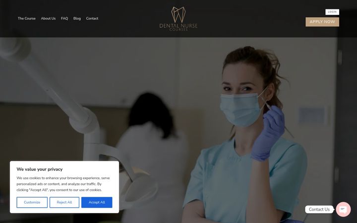 Screenshot of dentalnursecourses.co.uk