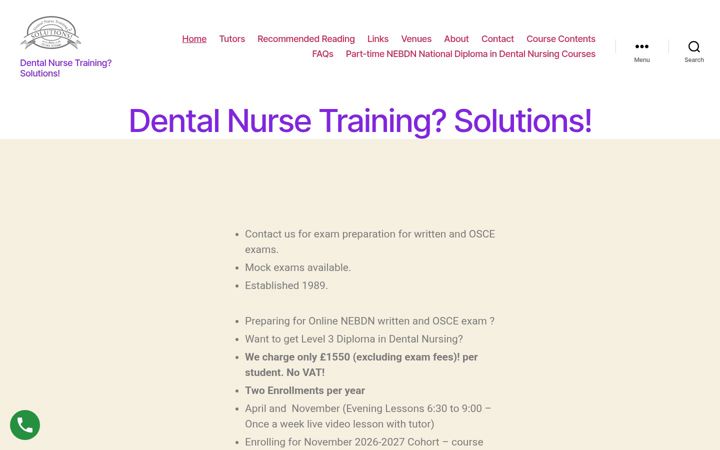 Screenshot of dentalnursetraining.co.uk