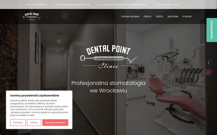 Ekraanipilt saidist dentalpointclinic.pl