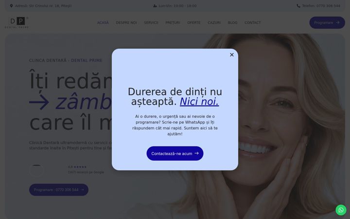 Ekraanipilt saidist dentalprime.ro