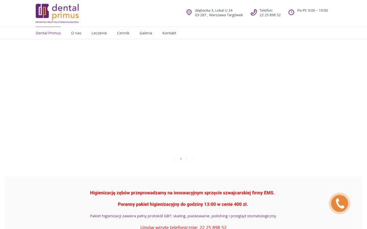 Ekraanipilt saidist dentalprimus.pl