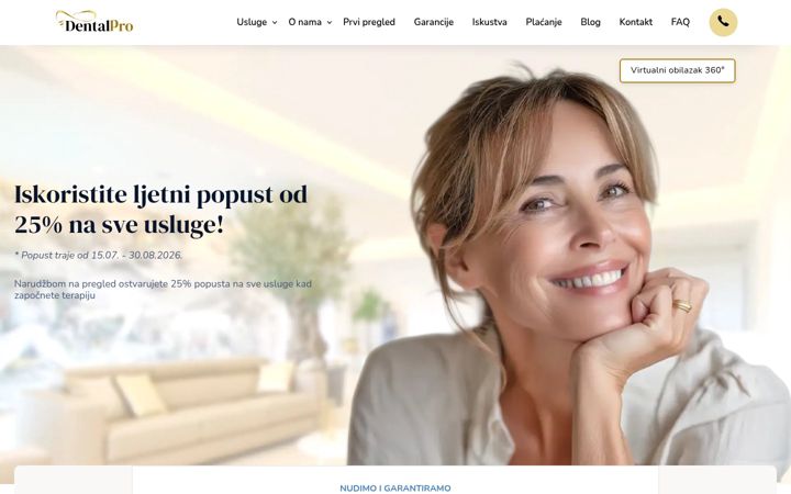 Екранна снимка на dentalpro.hr