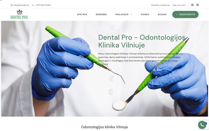 Capture d'écran de dentalpro.lt