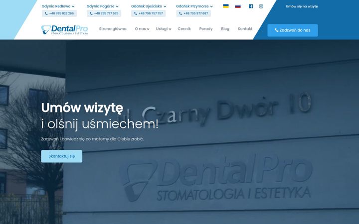 Ekraanipilt saidist dentalpro.pl
