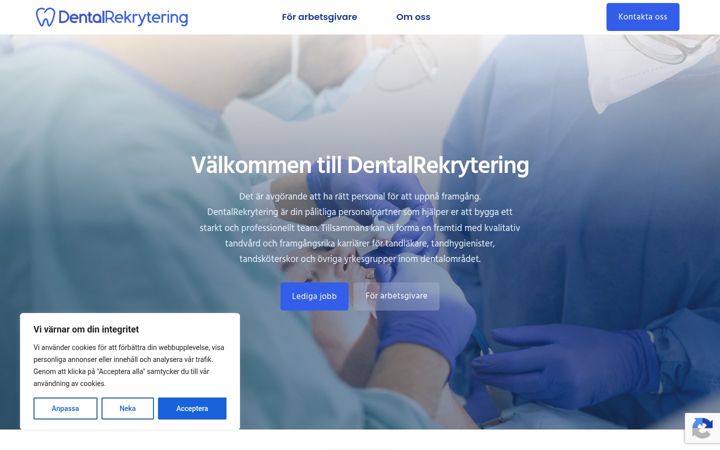 Screenshot of dentalrekrytering.se