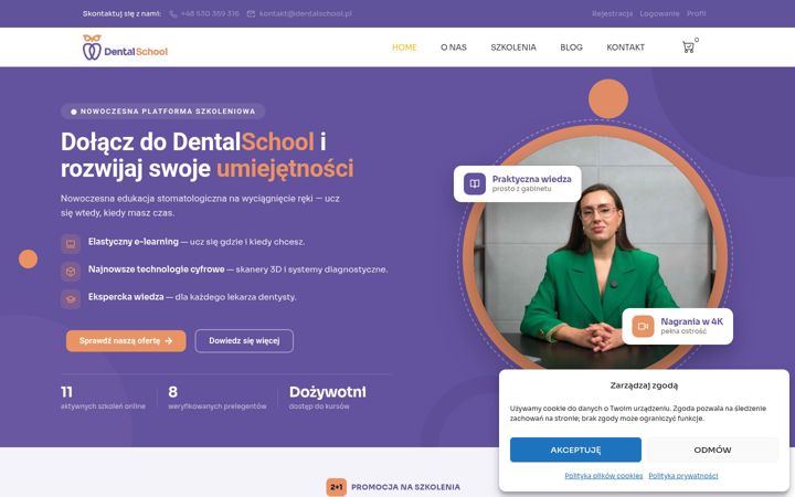 Ekraanipilt saidist dentalschool.pl