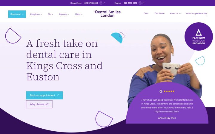 Screenshot of dentalsmileslondon.co.uk
