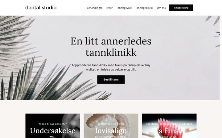 Screenshot stránky dentalstudio.no