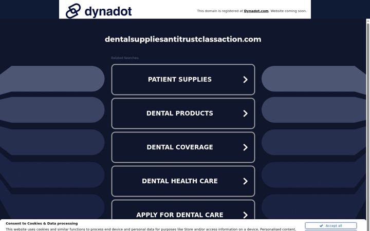 Screenshot of dentalsuppliesantitrustclassaction.com