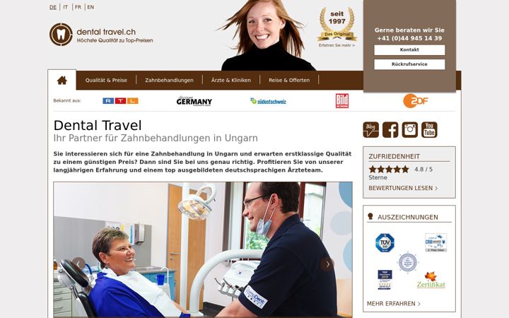 Screenshot of dentaltravel.ch