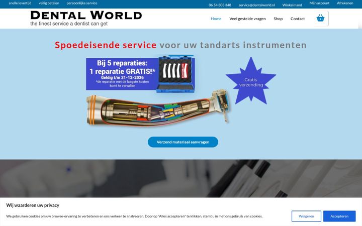 Screenshot ta' dentalworld.nl