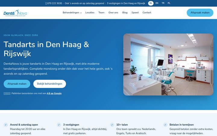 Screenshot ta' dentanova.nl