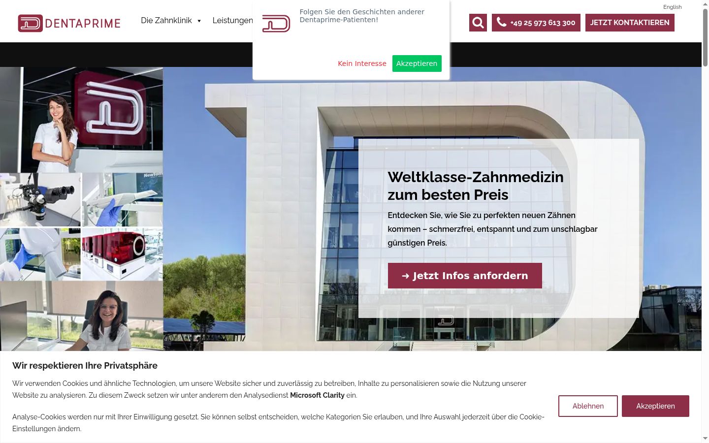 Ekrānuzņēmums ar piekrišanas baneri, kas tika rādīts pirms jebkādas mijiedarbības