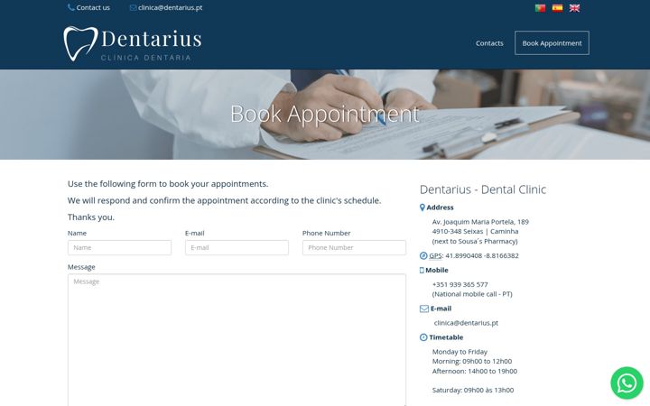 Captură de ecran a dentarius.pt