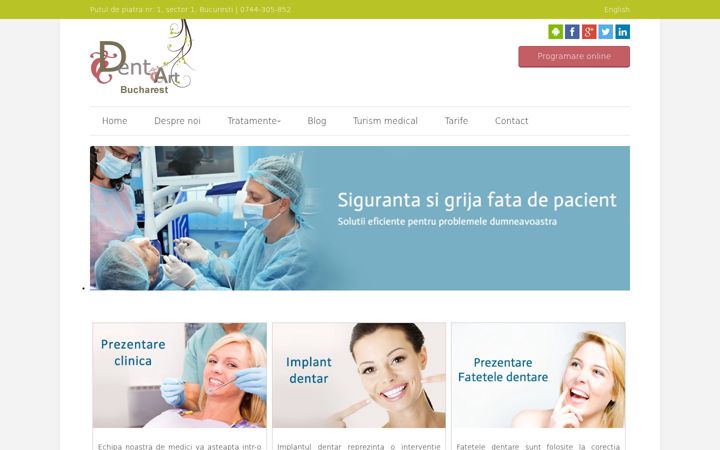Ekraanipilt saidist dentartbucharest.ro