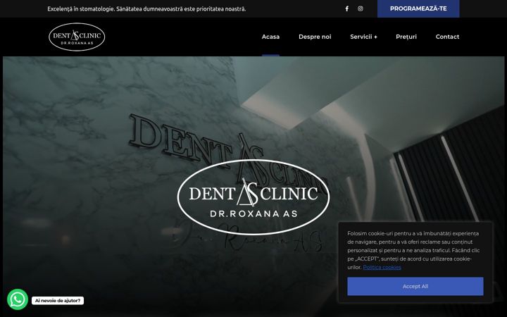 Ekraanipilt saidist dentasclinic.ro