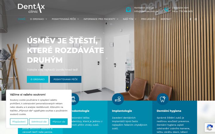 Snimka zaslona za dentaxclinic.cz