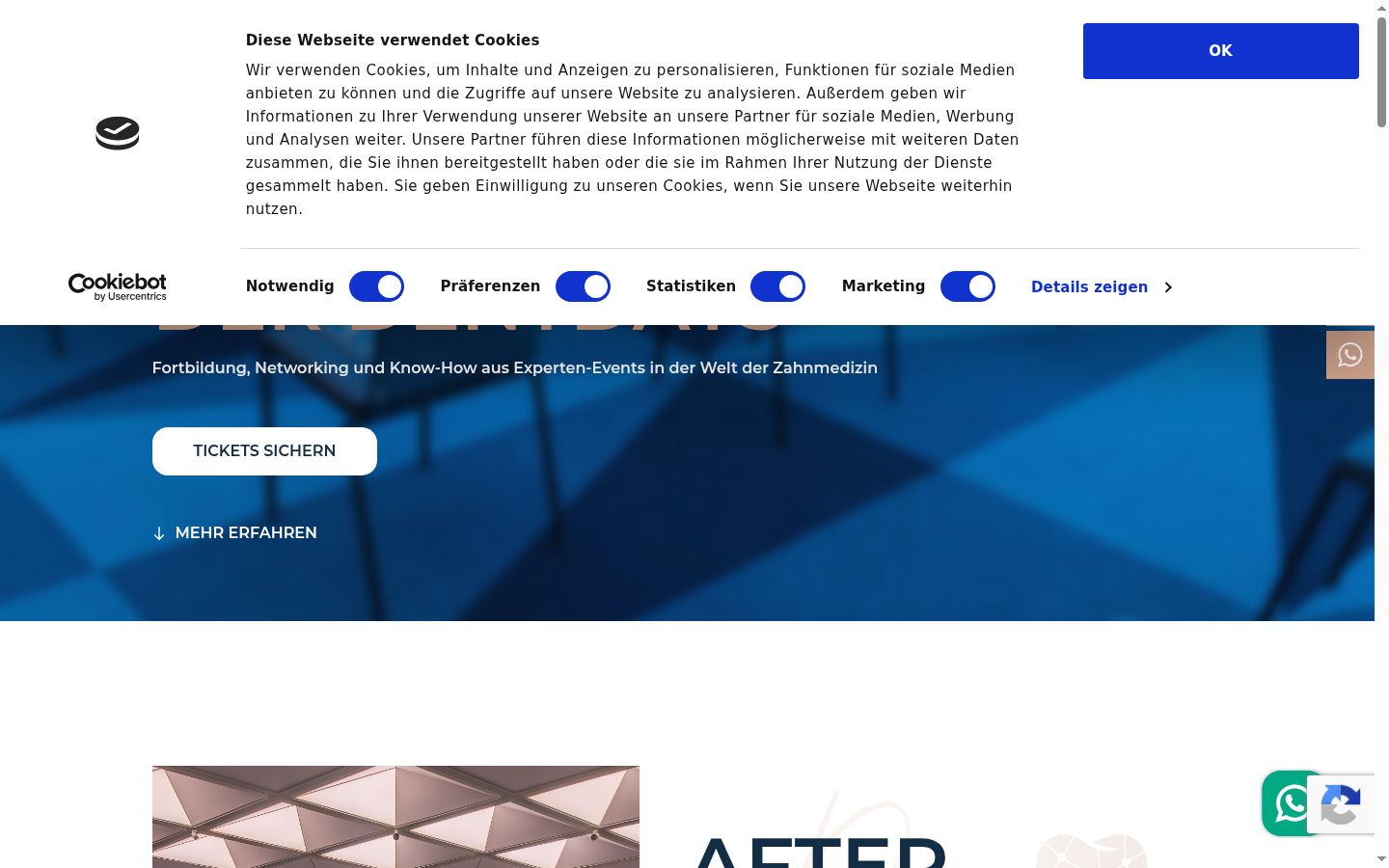 Screenshot del banner di consenso mostrato prima di qualsiasi interazione