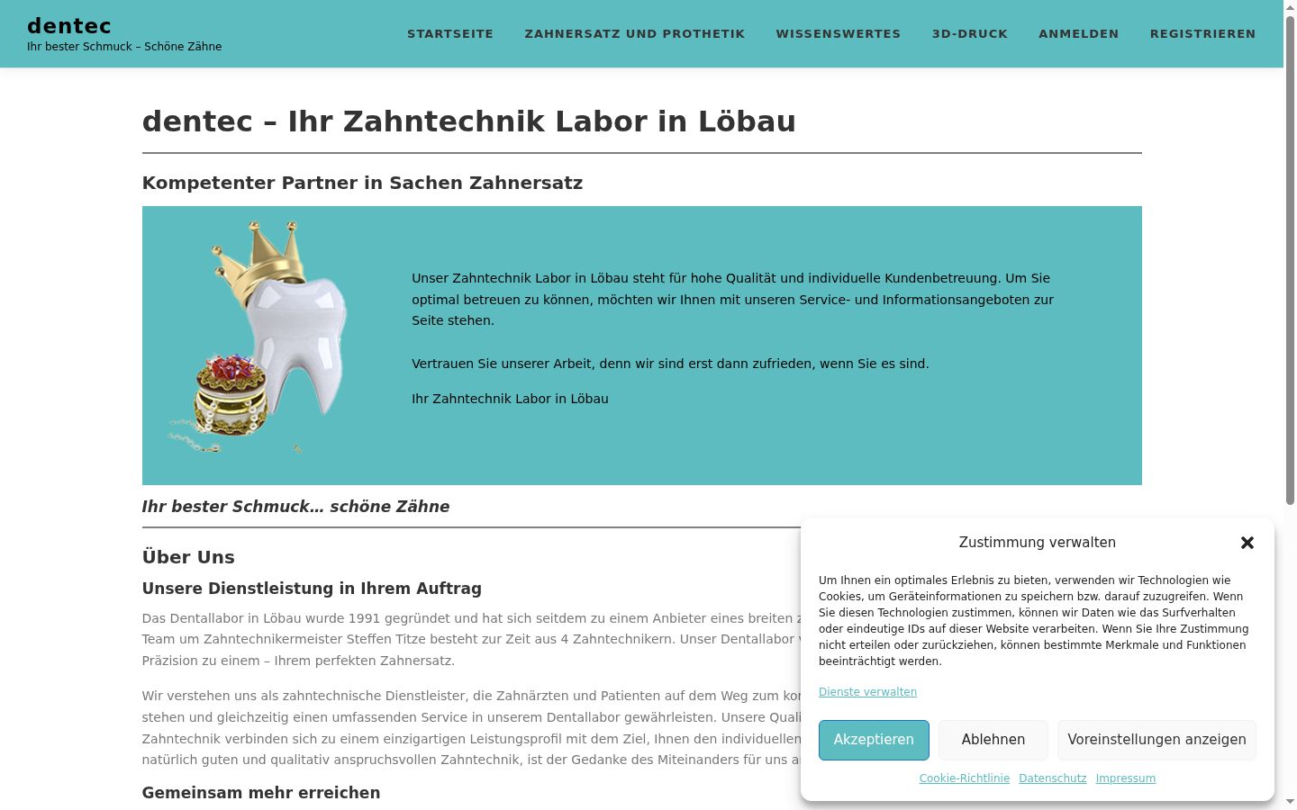 Screenshot des Einwilligungsbanners vor jeglicher Interaktion