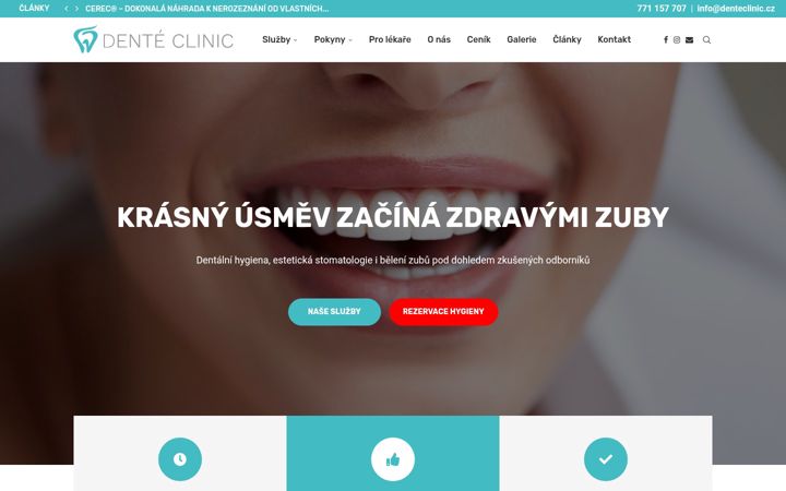 Snimka zaslona za denteclinic.cz