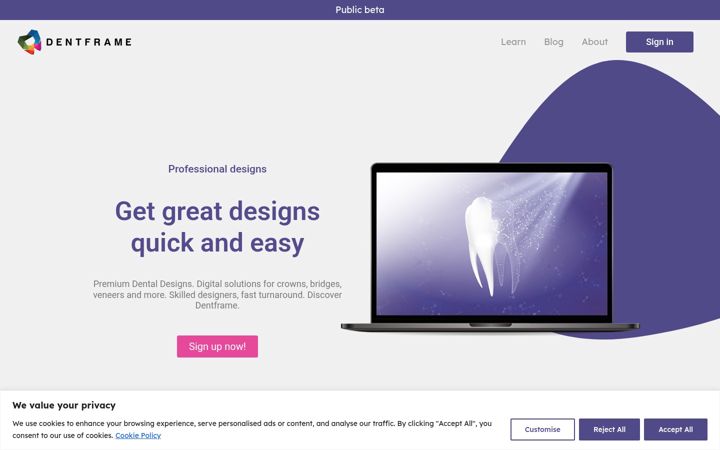 Screenshot of dentframe.com