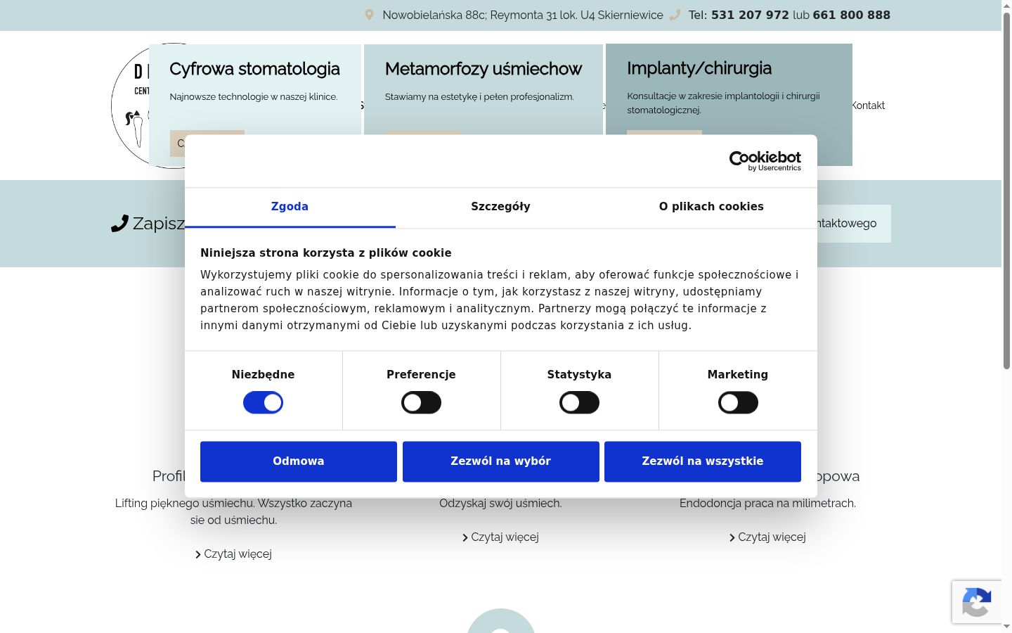 Captura de ecrã do banner de consentimento apresentado antes de qualquer interação