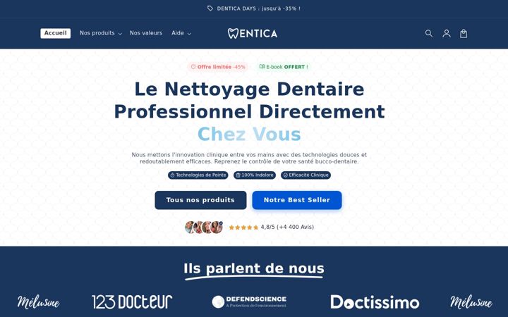 Skjámynd af dentica.fr